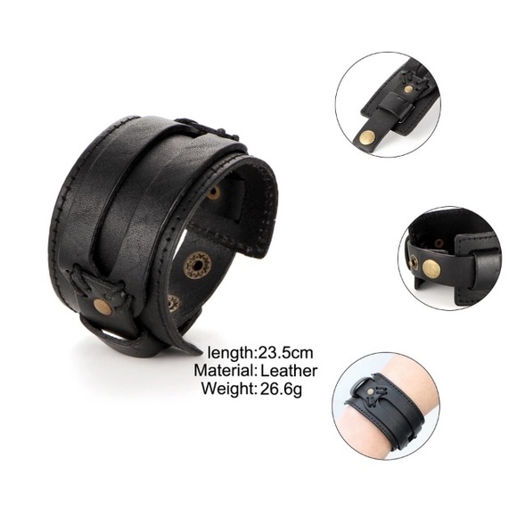 NEW!๐๐AWESOME LEATHER CUFF!๐๐MENS WOMEN UNISEX - Picture 3 of 8